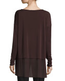 Sheer-Hem Bateau-Neck Boxy Tunic