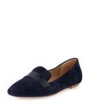 Fab Patent-Strap Suede Loafer, Blazer Blue