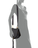 Fringe Leather Shoulder Bag, Black