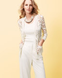 Button-Down Leopard Burnout Cardigan, White