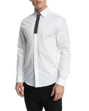 Contrast-Placket Long-Sleeve Sport Shirt