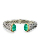 Hinged Green Malachite Cuff Bracelet