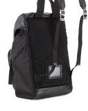Men's Leather & Nylon Backpack, Black
