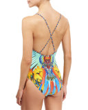 Printed One-Piece Swimsuit with Crystals, Flightful