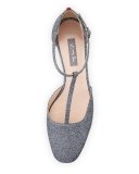 Pet Glitter T-Strap Mid-Heel Pump, Gray