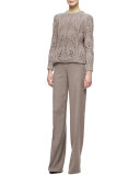 High-Waist Wide-Leg Pants, Taupe