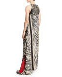 Sleeveless Bandana-Print Embellished Dress, Pine