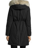Long Hooded Arctic Parka Coat w/ Coyote Fur, New Black