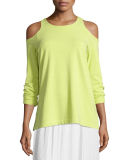 Cold-Shoulder Long-Sleeve Top, Petite