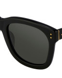 Square Monochromatic Sunglasses, Black/Gold