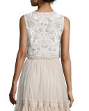 Sleeveless Embellished Crop Top, Petal Pink