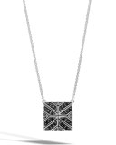 Modern Chain Black Sapphire Box Pendant Necklace