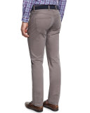 Five-Pocket Stretch Sateen Pants, Granite