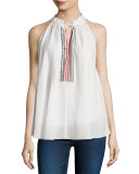 Asientos Embroidered Sweep Top, Cream