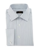 Bold-Stripe Dress Shirt, Gray/White