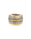 Carved Sterling Silver & 18K Gold Ring