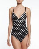 polka-dot triangle one-piece swimsuit