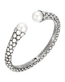 Dot Silver Kick Cuff with Pearls, Size M