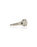 Estate Art Deco Diamond & Onyx Engagement Ring, Size 6