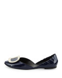 Ballerine Chips Patent Leather d'Orsay Flat, Navy