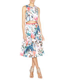 Orchid Jungle Neoprene Printed Flare Skirt 