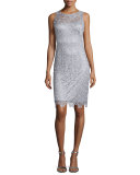 Sleeveless Lace Sheath Cocktail Dress 