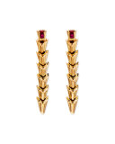 Articulated Chevron Spike Earrings with Rubies