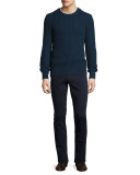Chunky Wool/Cashmere-Blend Crewneck Sweater