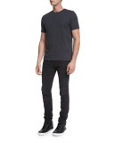 Skinny-Fit Biker Denim Jeans, Black