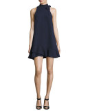 Grace High-Neck A-Line Dress, Navy