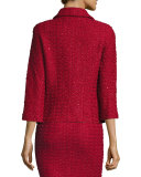 Anastasia Sequined 3/4-Sleeve Jacket, Ruby/Multi
