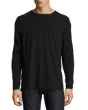 Long-Sleeve Cotton-Blend T-Shirt, Black
