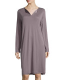 Adriana Long-Sleeve Nightgown, Warm Gray