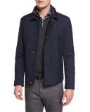 Quilted Wool-Blend Field Jacket, Navy