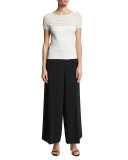 Sequined-Waist Wide-Leg Pants