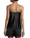 Lace-Trimmed Silk Lounge Tank