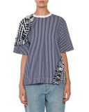 Short-Sleeve Stripe & Gingham Tee, Blue