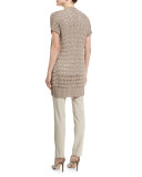 Short-Sleeve Eyelet Top, White