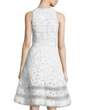 Sleeveless Twill Tea Dress, White