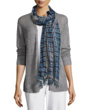 Airy Linear Shibori Scarf, Midnight