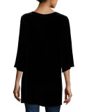 Lorne 3/4-Sleeve Embroidered Velvet Top