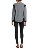 Blade Embossed-Panel Sport Sweatshirt, Gray Heather/Black