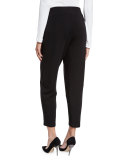 Fleece Slouchy Ankle Pants, Black, Petite