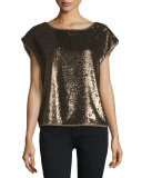 Marania Sequin-Embellished Blouse, Antique Brass