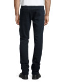Straight-Fit Clean Wash Stretch Jeans, Dark Indigo