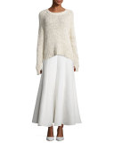 Belted Pleated Maxi Skirt, Ivory