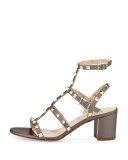 Rockstud Leather City Sandal, Sasso 