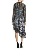 Vine Floral Lace Asymmetric Midi Dress