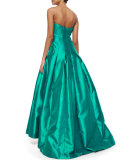 Strapless Pleated Ball Gown, Teal