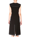 Sleeveless V-Neck Carwash Dress, Black
